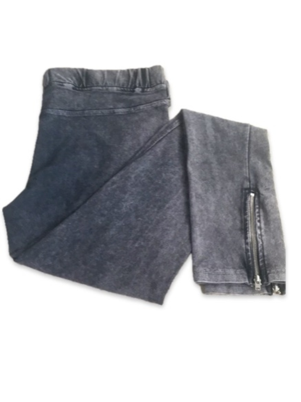 H&M Black Zipper Hem Leggings Ankle Zip Cotton Stretch Pant Size 10